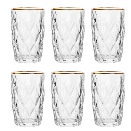 Jogo 6 Copos Diamond 340ml Dourado - Imagem 2